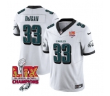 Men's Philadelphia Eagles #33 Cooper DeJean White 2025 Eagles Logo Super Bowl LIX Patch New F.U.S.E. Vapor Untouchable Limited Football Stitched Jersey