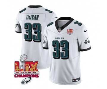 Men's Philadelphia Eagles #33 Cooper DeJean White 2025 Eagles Logo Super Bowl LIX Patch New F.U.S.E. Vapor Untouchable Limited Football Stitched Jersey