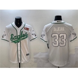 Men's Philadelphia Eagles #33 Cooper DeJean White 2025 Super Bowl LIX Patch Cool Base Stitched Baseball Jersey