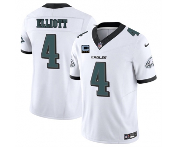 Men's Philadelphia Eagles #4 Jake Elliott White 2025 F.U.S.E. With 4-Star C Patch Vapor Untouchable Limited Stitched Football Jersey