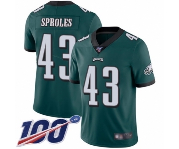 Men's Philadelphia Eagles #43 Darren Sproles Midnight Green Team Color Vapor Untouchable Limited Player 100th Season Football Jersey