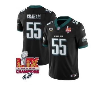 Men's Philadelphia Eagles #55 Brandon Graham Black 2025 Eagles Logo Super Bowl LIX Patch And 4-Star C Patch New F.U.S.E. Vapor Limited Football Stitched Je