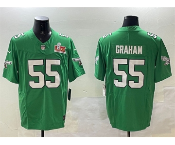 Men's Philadelphia Eagles #55 Brandon Graham Green 2025 Super Bowl LIX Patch F.U.S.E. Throwback Vapor Untouchable Limited Stitched Football Jersey
