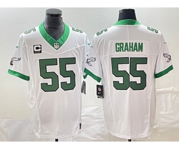Men's Philadelphia Eagles #55 Brandon Graham White 2023 F.U.S.E. Vapor Untouchable With C Patch Stitched Football Jersey