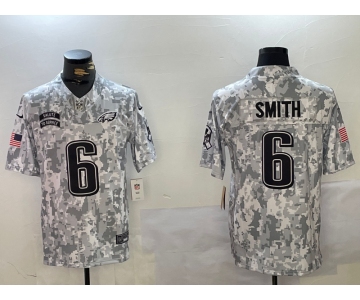 Men's Philadelphia Eagles #6 DeVonta Smith Arctic Camo 2024 FUSE Salute to Service Limited Stitched Jersey