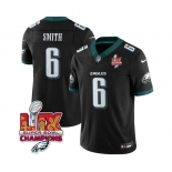 Men's Philadelphia Eagles #6 DeVonta Smith Black 2025 Eagles Logo Super Bowl LIX Patch New F.U.S.E. Vapor Limited Football Stitched Jersey