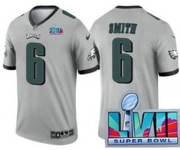 Men's Philadelphia Eagles #6 DeVonta Smith Limited Gray Inverted Super Bowl LVII Vapor Jersey