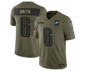 Men's Philadelphia Eagles #6 DeVonta Smith Olive 2025 Salute to Service Limited Football Stitched Jersey