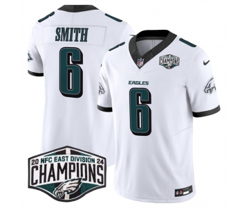 Men's Philadelphia Eagles #6 DeVonta Smith White 2024 New NFC East Champions F.U.S.E. Vapor Untouchable Limited Stitched Football Jersey