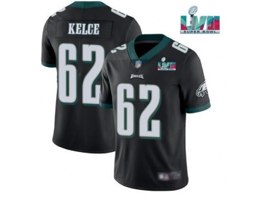 Men's Philadelphia Eagles #62 Jason Kelce Black Super Bowl LVII Patch Vapor Untouchable Limited Stitched Jersey