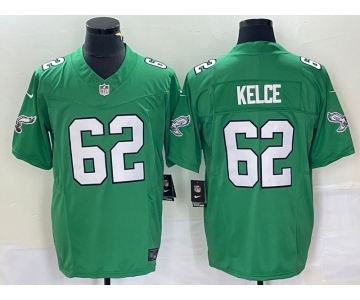 Men's Philadelphia Eagles #62 Jason Kelce Green 2023 FUSE Vapor Limited Throwback Stitched Jersey
