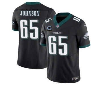 Men's Philadelphia Eagles #65 Lane Johnson Black 2025 F.U.S.E. With 4-Star C Patch Vapor Untouchable Limited Throwback Stitched Football Jersey