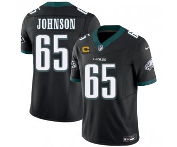 Men's Philadelphia Eagles #65 Lane Johnson Black 2026 F.U.S.E. 4-Star C Patch Vapor Untouchable Throwback Limited Football Stitched Jersey