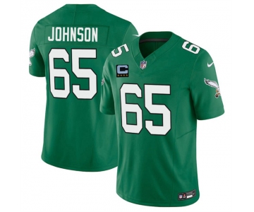Men's Philadelphia Eagles #65 Lane Johnson Kelly Green 2025 F.U.S.E. With 4-Star C Patch Vapor Untouchable Limited Throwback Stitched Football Jersey