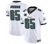 Men's Philadelphia Eagles #65 Lane Johnson White 2025 F.U.S.E. With 4-Star C Patch Vapor Untouchable Limited Stitched Football Jersey