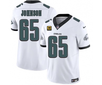Men's Philadelphia Eagles #65 Lane Johnson White 2026 F.U.S.E. 4-Star C Patch Vapor Untouchable Limited Football Stitched Jersey