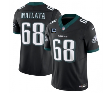 Men's Philadelphia Eagles #68 Jordan Mailata Black 2025 F.U.S.E. With 2-Star C Patch Vapor Untouchable Limited Throwback Stitched Football Jersey