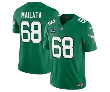 Men's Philadelphia Eagles #68 Jordan Mailata Kelly Green 2025 F.U.S.E. With 2-Star C Patch Vapor Untouchable Limited Throwback Stitched Football Jersey