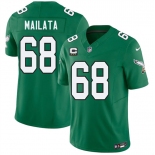Men's Philadelphia Eagles #68 Jordan Mailata Kelly Green 2026 F.U.S.E. 3-Star C Patch Throwback Vapor Untouchable Limited Football Stitched Jersey