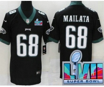 Men's Philadelphia Eagles #68 Jordan Mailata Limited Black Super Bowl LVII Vapor Jersey
