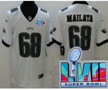Men's Philadelphia Eagles #68 Jordan Mailata Limited White Super Bowl LVII Vapor Jersey