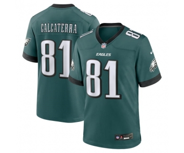 Men's Philadelphia Eagles #81 Grant Calcaterra Midnight Green Vapor Stitched Nike Limited Jersey