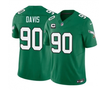 Men's Philadelphia Eagles #90 Jordan Davis Kelly Green 2026 F.U.S.E. 1-Star C Patch Throwback Vapor Untouchable Limited Football Stitched Jersey