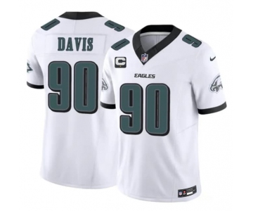 Men's Philadelphia Eagles #90 Jordan Davis White 2026 F.U.S.E. 1-Star C Patch Vapor Untouchable Limited Football Stitched Jersey