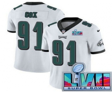 Men's Philadelphia Eagles #91 Fletcher Cox Limited White Super Bowl LVII Vapor Jersey