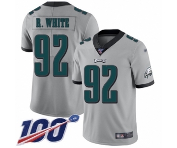 Men's Philadelphia Eagles #92 Reggie White Limited Silver Inverted Legend 100th Season Football Jersey