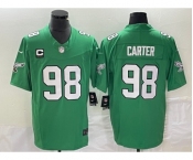 Men's Philadelphia Eagles #98 Jalen Carter Green 2023 F.U.S.E. Vapor Untouchable With C Patch Stitched Football Jersey