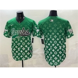 Men's Philadelphia Eagles Blank Green With Patch Limited Stitched Baseball Jersey