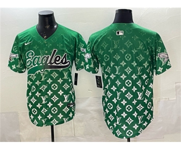 Men's Philadelphia Eagles Blank Green With Patch Limited Stitched Baseball Jersey