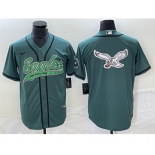Men's Philadelphia Eagles Green Team Big Logo Cool Base Stitched Baseball Jersey