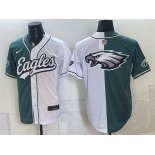 Men's Philadelphia Eagles Team Big Logo Green White Split Stitched Jersey Men's Philadelphia Eagles Team Big Logo Green White Split Stitched Jersey