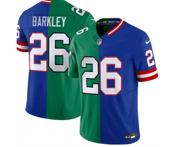 Men's Philadelphia Eagles x Giants #26 Saquon Barkley Green Royal Split F.U.S.E. Vapor Untouchable Limited Football Stitched Jersey