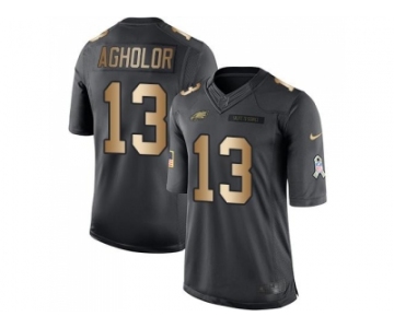 Nike Philadelphia Eagles #13 Nelson Agholor Black Men's Stitched NFL Limited Gold Salute To Service Jersey