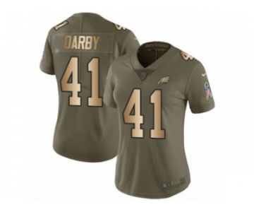 Women Nike Philadelphia Eagles #41 Ronald Darby Limited Olive Gold 2017 Salute to Service NFL Jersey