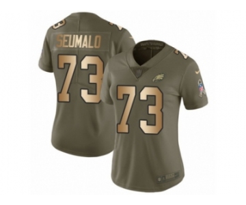 Women Nike Philadelphia Eagles #73 Isaac Seumalo Limited Olive Gold 2017 Salute to Service NFL Jersey