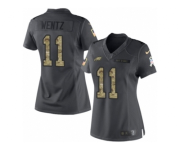 Women's Nike Philadelphia Eagles #11 Carson Wentz Limited Black 2016 Salute to Service NFL Jersey