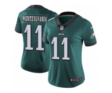 Women's Nike Philadelphia Eagles #11 Carson Wentz Vapor Untouchable Limited Midnight Green Team Color Wentzylvania NFL Jersey