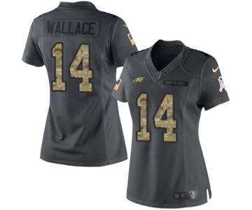 Women's Nike Philadelphia Eagles #14 Mike Wallace Limited Black 2016 Salute to Service NFL Jersey