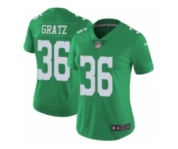 Women's Nike Philadelphia Eagles #36 Dwayne Gratz Limited Green Rush NFL Jersey
