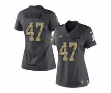 Women's Nike Philadelphia Eagles #47 Trey Burton Limited Black 2016 Salute to Service NFL Jersey