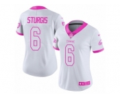 Women's Nike Philadelphia Eagles #6 Caleb Sturgis Limited White-Pink Rush Fashion NFL Jersey