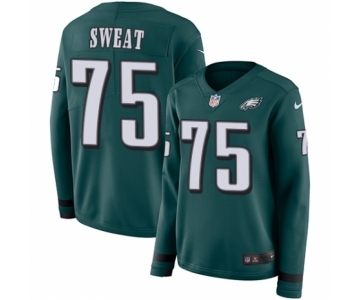 Women's Nike Philadelphia Eagles #75 Josh Sweat Limited Green Therma Long Sleeve NFL Jersey
