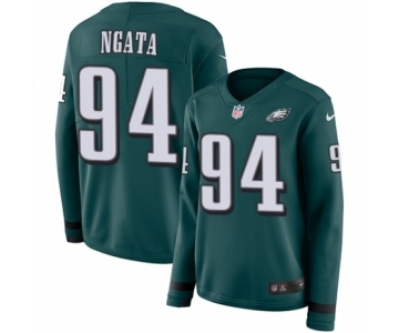 Women's Nike Philadelphia Eagles #94 Haloti Ngata Limited Green Therma Long Sleeve NFL Jersey