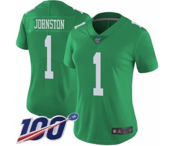 Women's Philadelphia Eagles #1 Cameron Johnston Limited Green Rush Vapor Untouchable 100th Season Football Jersey