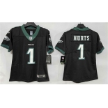 Women's Philadelphia Eagles #1 Jalen Hurts Black New Vapor Untouchable Limited Football Stitched Jersey Women's Philadelphia Eagles #1 Jalen Hurts Black New Vapor Untouchable Limited Football Stitched Jersey