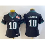 Women's Philadelphia Eagles #10 DeSean Jackson Black 2025 Super Bowl LIX Patch Vapor Untouchable Limited Football Stitched Jersey